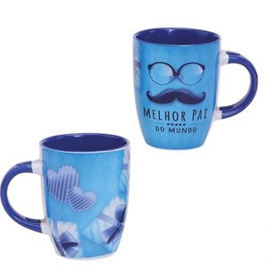 Caneca "Melhor Pai do Mundo" azul cerâmica