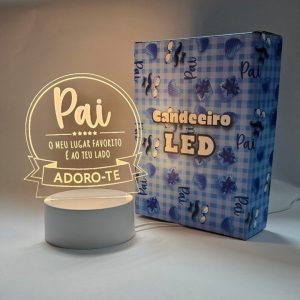 Candeeiro com Led "Pai O meu lugar favorito é ao teu lado adoro-te"
