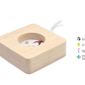 Base madeira de luz led mix color