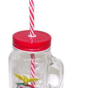Caneca de vidro c/palhinha do Benfica