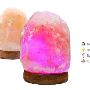 Candeeiro de sal dos Himalaias com luz colorida