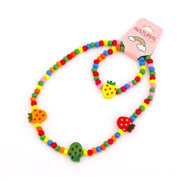 Kit colar + pulseira de morangos