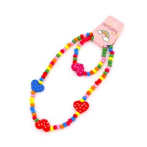 Kit colar + pulseira de corações