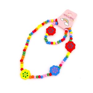 Kit colar + pulseira de flores
