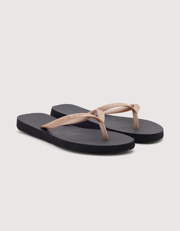 Chinelos Flip-Flop Pretos com Dourado