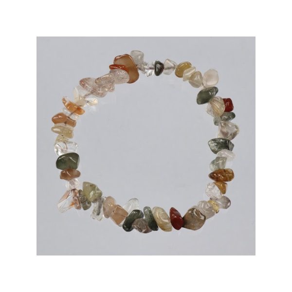 Pulseira de elastico. Mineral de Quartzo Rutilado. Proteção