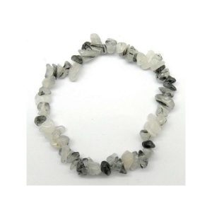 Pulseira de elastico. Mineral de Quartzo Turmalina. Positivismo