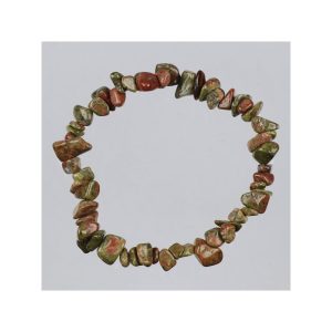 Pulseira de elastico. Mineral de Unakita. Otimismo
